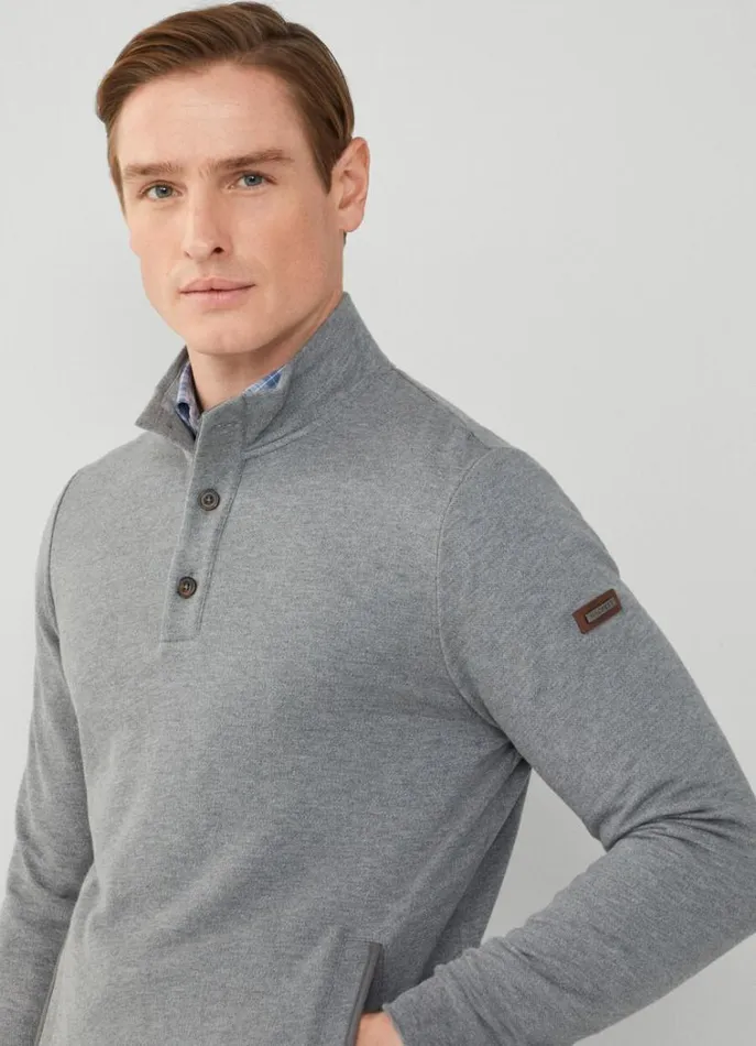 Men Sweatshirts Hackett London Classic Fit Fleece Jumper Marl Grey