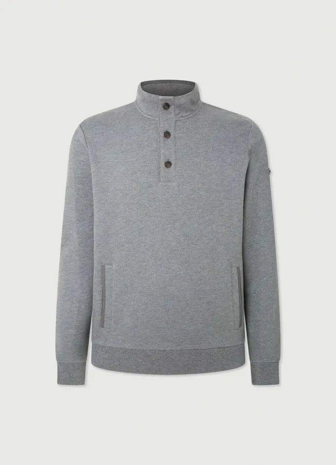 Men Sweatshirts Hackett London Classic Fit Fleece Jumper Marl Grey