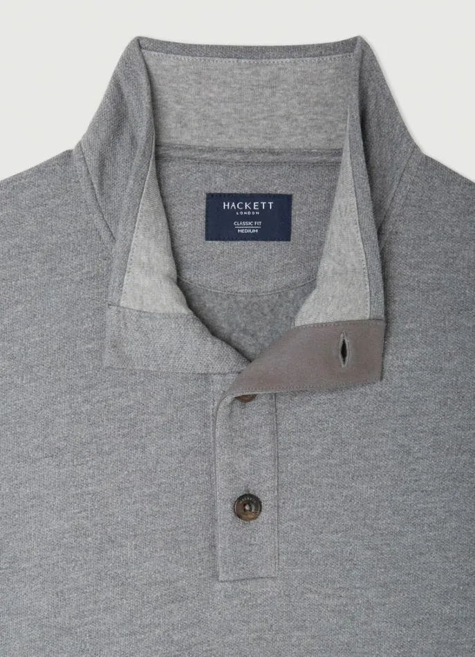 Men Sweatshirts Hackett London Classic Fit Fleece Jumper Marl Grey