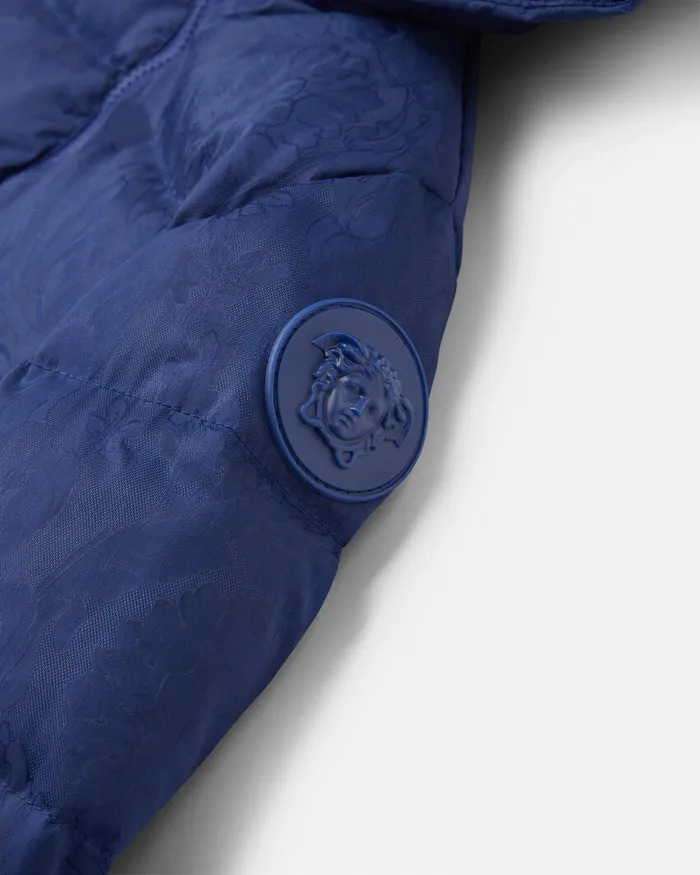 Outerwear Kids Versace Barocco Jacquard Baby Puffer Jacket Blue