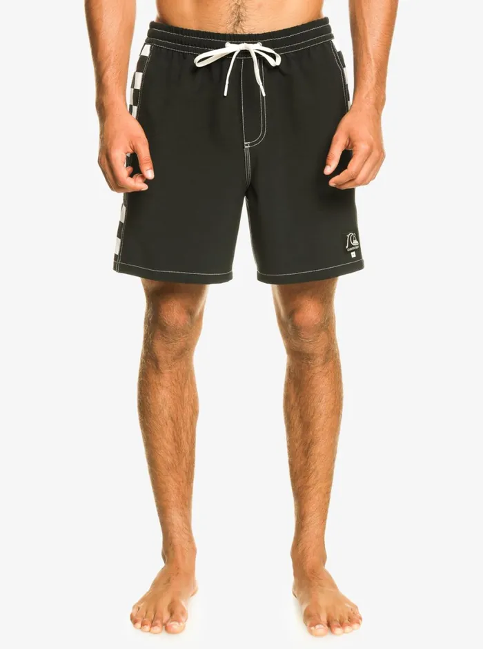 Quiksilver Original Arch 17034 Volleys Black Mens Elastic Waist Quiksilver Original Arch 17034 Volleys Black Mens Elastic Waist