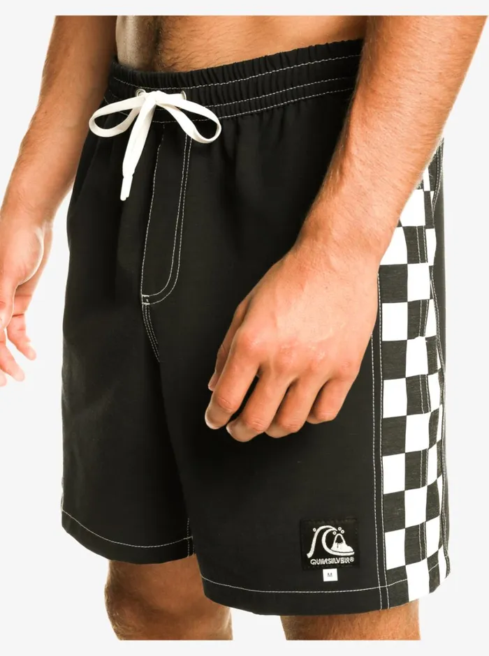 Quiksilver Original Arch 17034 Volleys Black Mens Elastic Waist Quiksilver Original Arch 17034 Volleys Black Mens Elastic Waist
