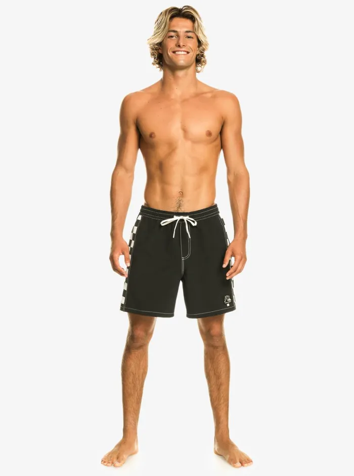 Quiksilver Original Arch 17034 Volleys Black Mens Elastic Waist Quiksilver Original Arch 17034 Volleys Black Mens Elastic Waist