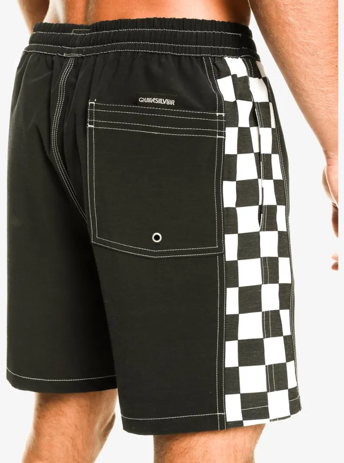 Quiksilver Original Arch 17034 Volleys Black Mens Elastic Waist Quiksilver Original Arch 17034 Volleys Black Mens Elastic Waist
