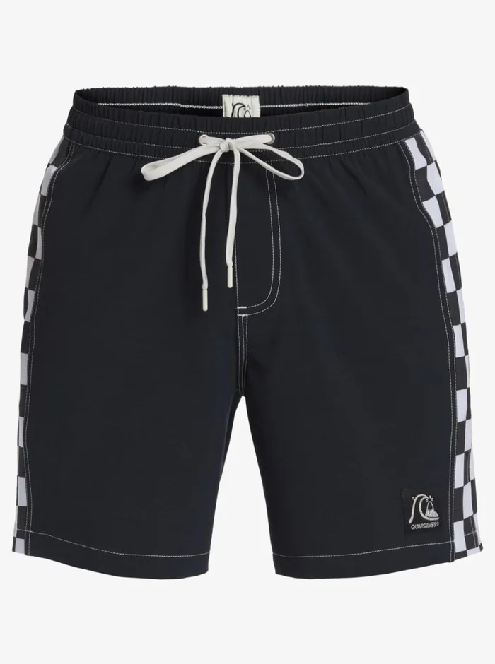 Quiksilver Original Arch 17034 Volleys Black Mens Elastic Waist Quiksilver Original Arch 17034 Volleys Black Mens Elastic Waist