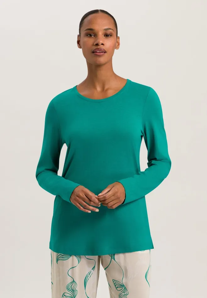 Relaxed Round Neck Top Peacock Women HANRO Pajama Tops