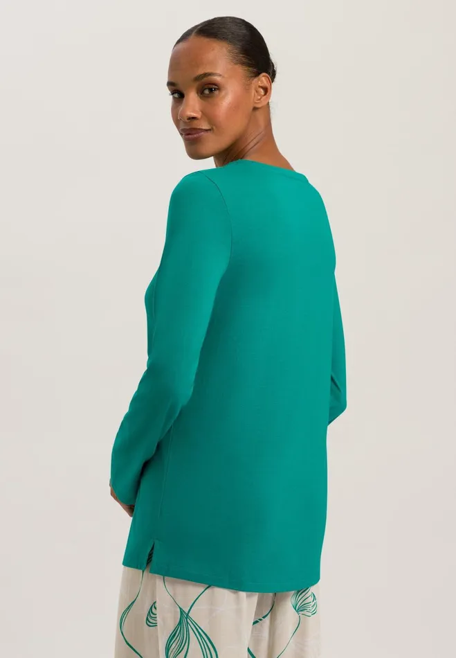 Relaxed Round Neck Top Peacock Women HANRO Pajama Tops