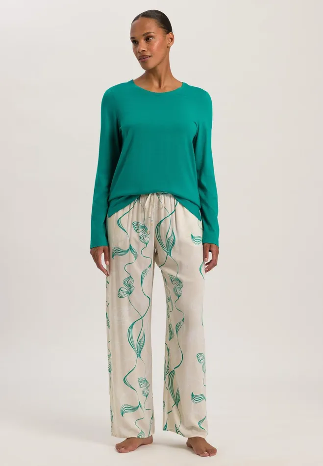 Relaxed Round Neck Top Peacock Women HANRO Pajama Tops