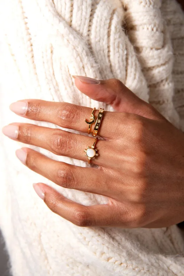 Rings Women Alex And Ani Stargazer Ring Set Of 3 Gold