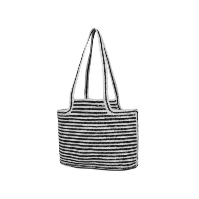 RWandCO Bags Aaron Leather GoodsBlack And White Striped Knit Tote Bag Medium Brown 8211 Women RWandCO Bags Aaron Leather GoodsBlack And White Striped Knit Tote Bag Medium Brown 8211 Women