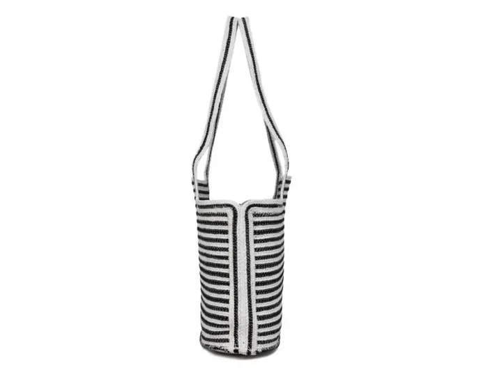 RWandCO Bags Aaron Leather GoodsBlack And White Striped Knit Tote Bag Medium Brown 8211 Women RWandCO Bags Aaron Leather GoodsBlack And White Striped Knit Tote Bag Medium Brown 8211 Women