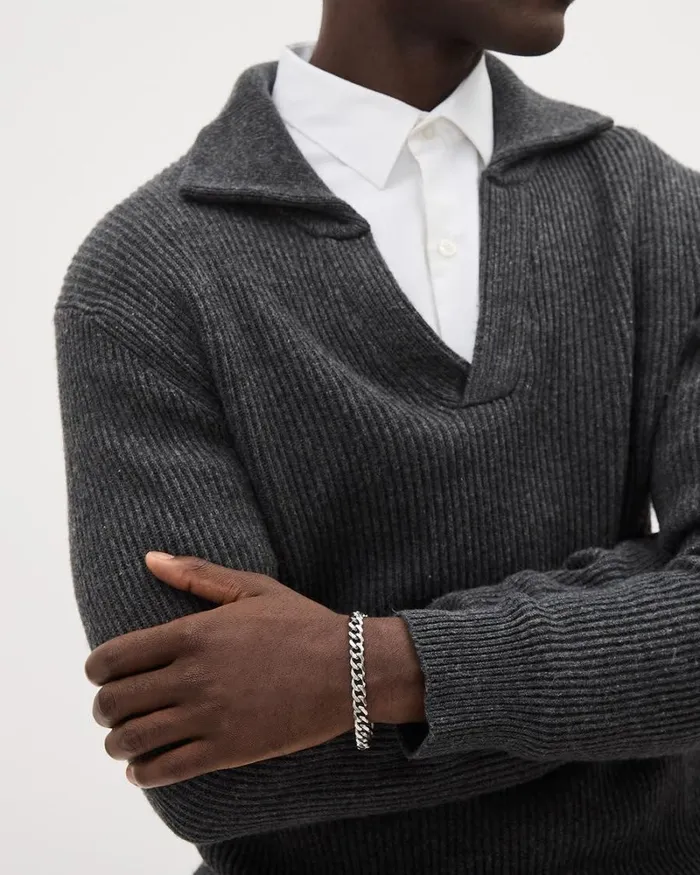 RWandCO Jewelry Stainless Steel Flat Bracelet Silver 8211 Men