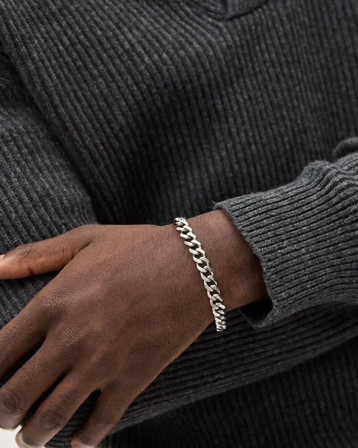 RWandCO Jewelry Stainless Steel Flat Bracelet Silver 8211 Men RWandCO Jewelry Stainless Steel Flat Bracelet Silver 8211 Men