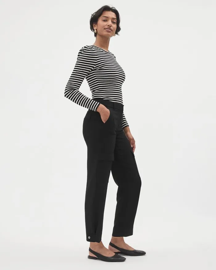 RWandCO Pants MidRise TaperedLeg Flowy Cargo Pant Black 8211 Women