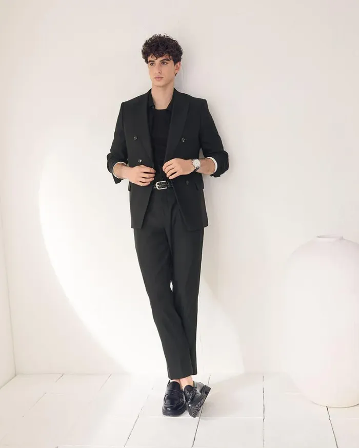 RWandCO Suits TailoredFit DoubleBreasted Linen Suit Blazer Black 8211 Men RWandCO Suits TailoredFit DoubleBreasted Linen Suit Blazer Black 8211 Men
