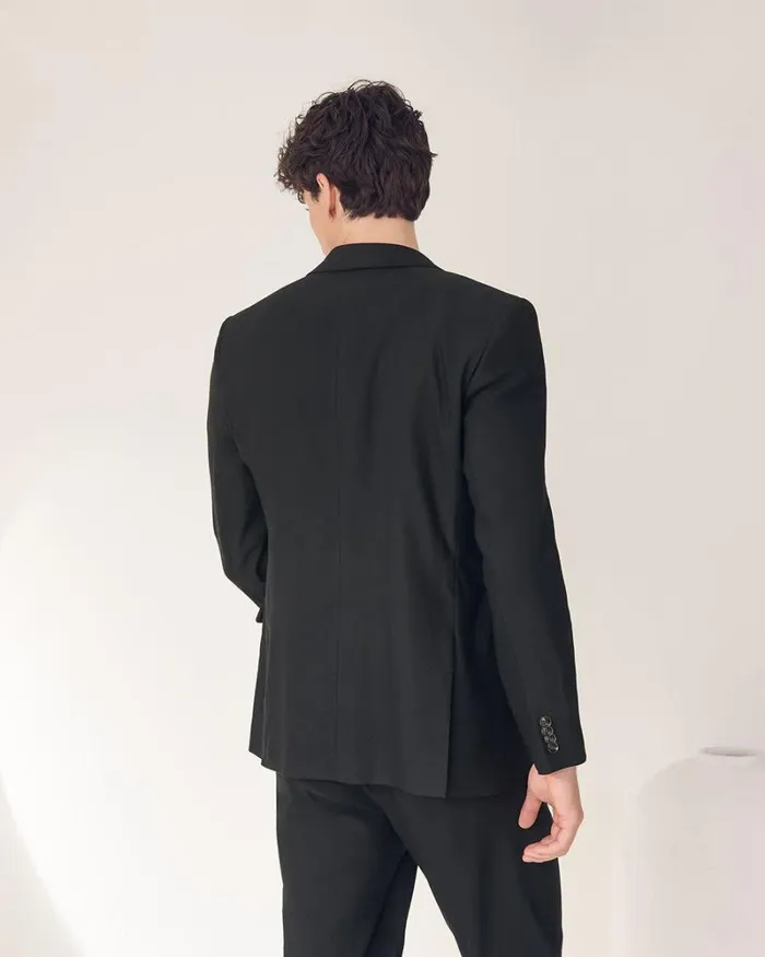 RWandCO Suits TailoredFit DoubleBreasted Linen Suit Blazer Black 8211 Men RWandCO Suits TailoredFit DoubleBreasted Linen Suit Blazer Black 8211 Men