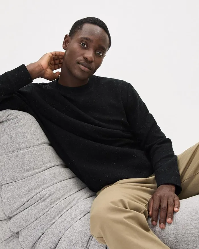 RWandCO Sweatshirts and Hoodies Brushed Waffle CrewNeck Ribbed Sweater Black With Neps 8211 Men RWandCO Sweatshirts and Hoodies Brushed Waffle CrewNeck Ribbed Sweater Black With Neps 8211 Men