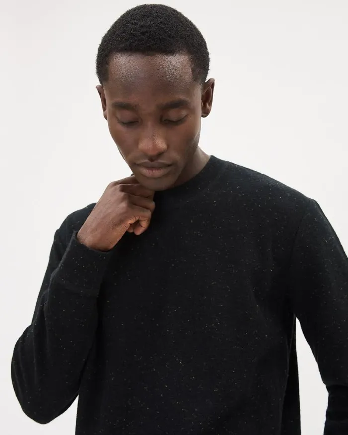 RWandCO Sweatshirts and Hoodies Brushed Waffle CrewNeck Ribbed Sweater Black With Neps 8211 Men RWandCO Sweatshirts and Hoodies Brushed Waffle CrewNeck Ribbed Sweater Black With Neps 8211 Men