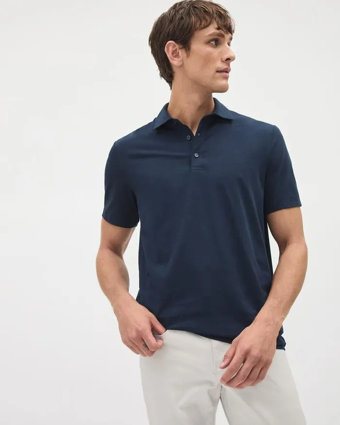 RWandCO TShirts ShortSleeve Supima R Cotton Jersey Polo Navy Blue 8211 Men
