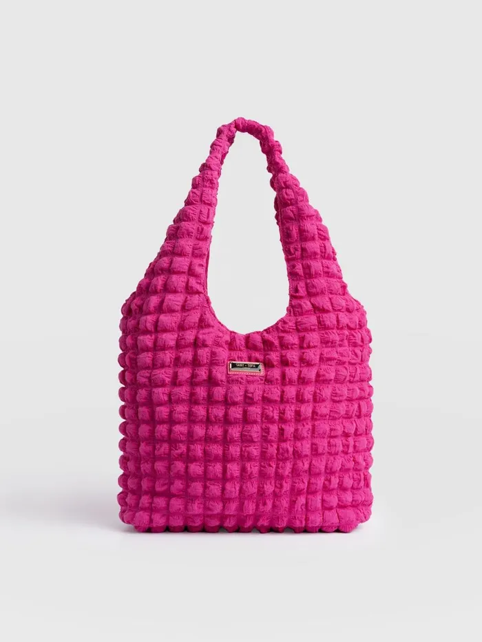 Saint And Sofia Nylon Bags Women Soho Shoulder Tote Bag 8211 Fuchsia Pink Fuchsia Pink
