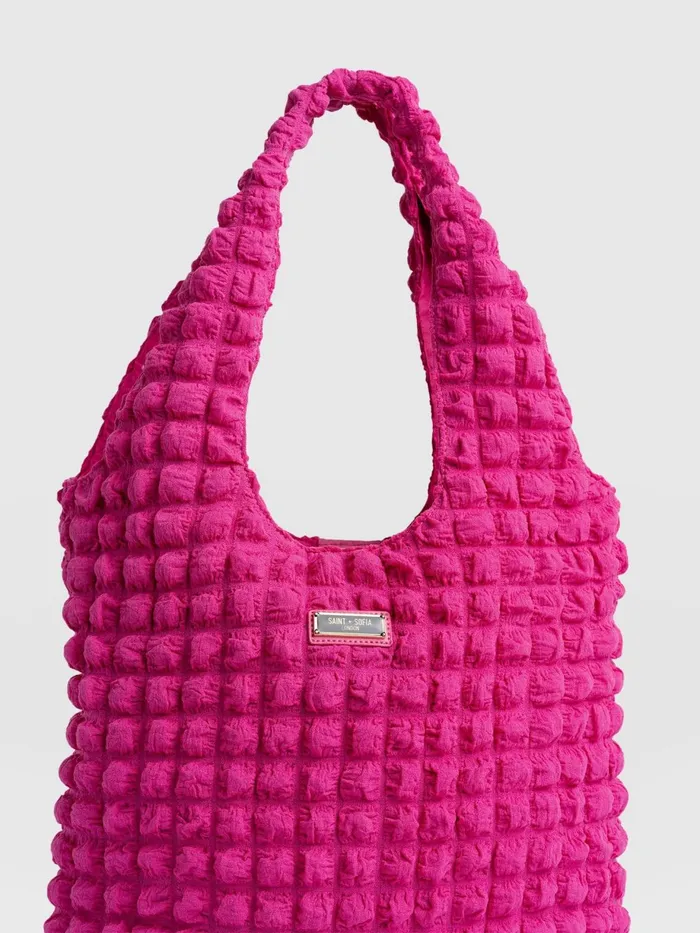 Saint And Sofia Nylon Bags Women Soho Shoulder Tote Bag 8211 Fuchsia Pink Fuchsia Pink