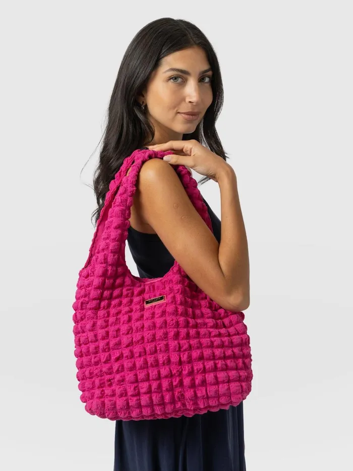 Saint And Sofia Nylon Bags Women Soho Shoulder Tote Bag 8211 Fuchsia Pink Fuchsia Pink