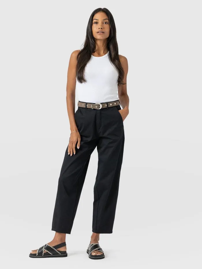 Saint And Sofia Pants Women Alma Barrel Leg Chino 8211 Black Black