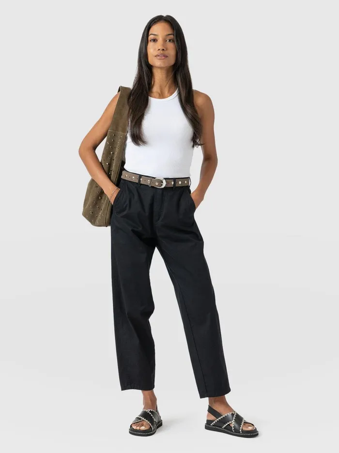 Saint And Sofia Pants Women Alma Barrel Leg Chino 8211 Black Black