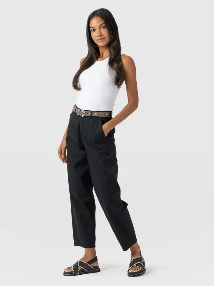 Saint And Sofia Pants Women Alma Barrel Leg Chino 8211 Black Black
