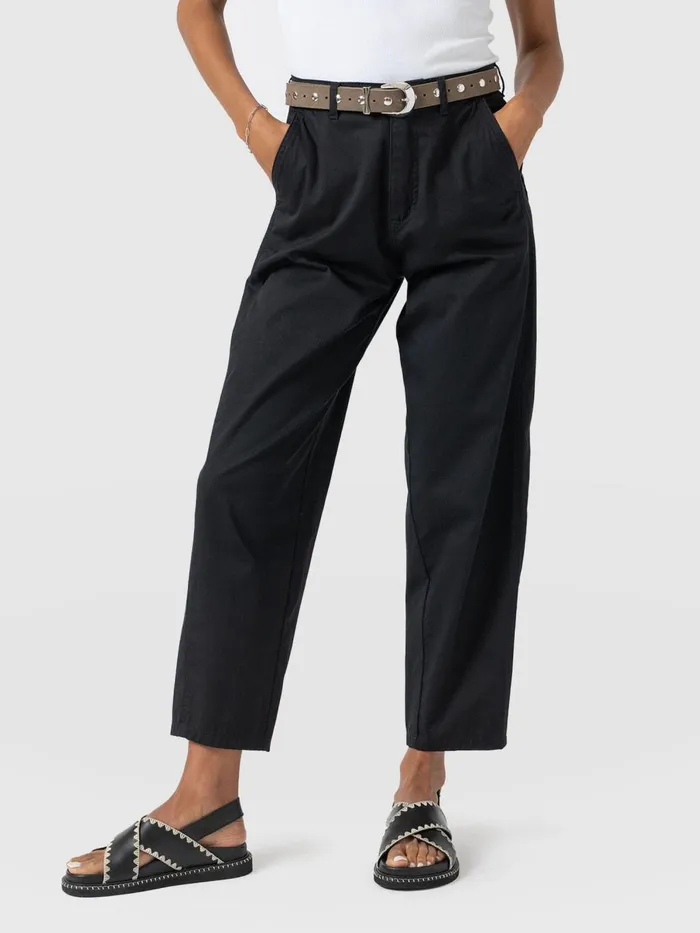 Saint And Sofia Pants Women Alma Barrel Leg Chino 8211 Black Black