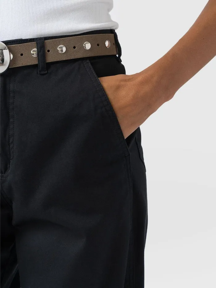 Saint And Sofia Pants Women Alma Barrel Leg Chino 8211 Black Black