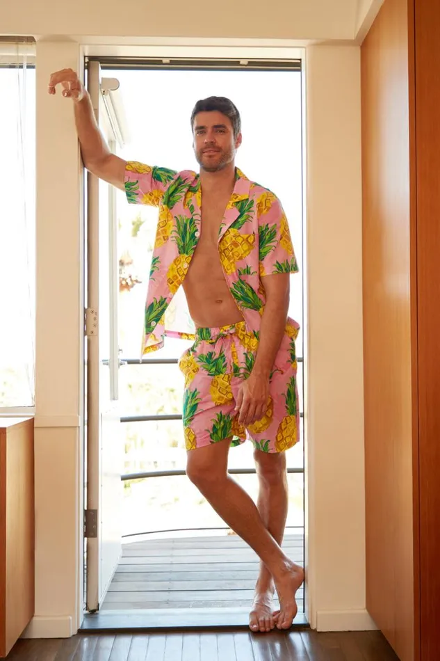 SHOP Trina Turk MEN039S SLEEPWEAR PINEAPPLE MEN039S SHORT SLEEVE SHORT COTTON PJ SET