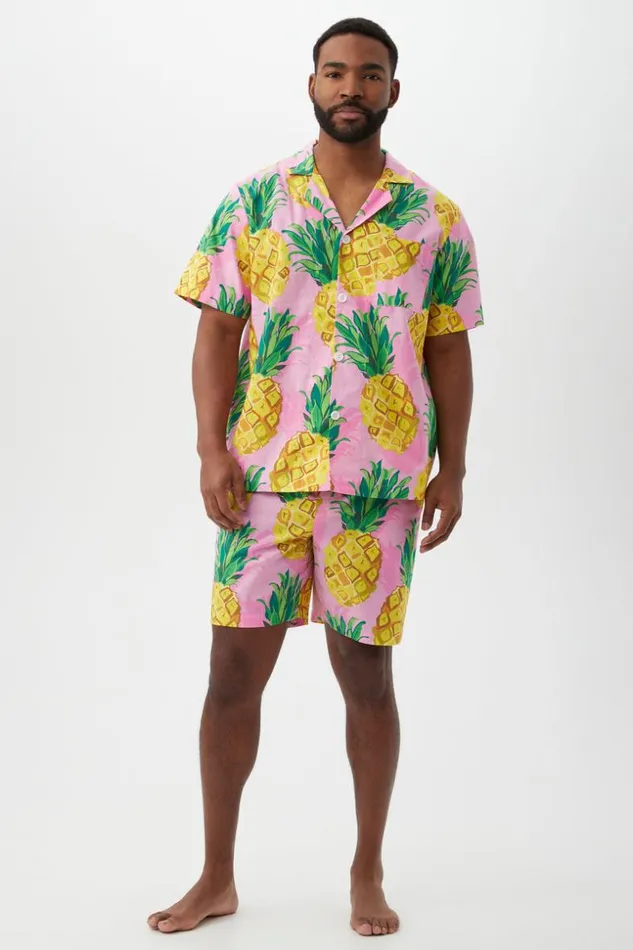 SHOP Trina Turk MEN039S SLEEPWEAR PINEAPPLE MEN039S SHORT SLEEVE SHORT COTTON PJ SET