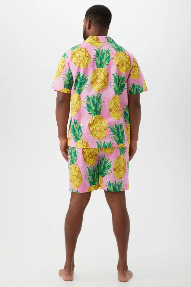 SHOP Trina Turk MEN039S SLEEPWEAR PINEAPPLE MEN039S SHORT SLEEVE SHORT COTTON PJ SET