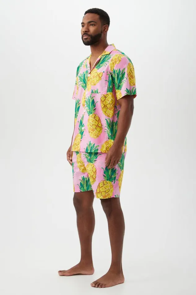 SHOP Trina Turk MEN039S SLEEPWEAR PINEAPPLE MEN039S SHORT SLEEVE SHORT COTTON PJ SET