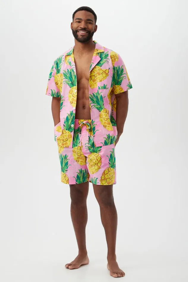 SHOP Trina Turk MEN039S SLEEPWEAR PINEAPPLE MEN039S SHORT SLEEVE SHORT COTTON PJ SET