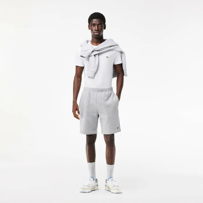 Shorts and Swim Men Lacoste Men039s Regular Fit Fleece Shorts Grey Chine Cca