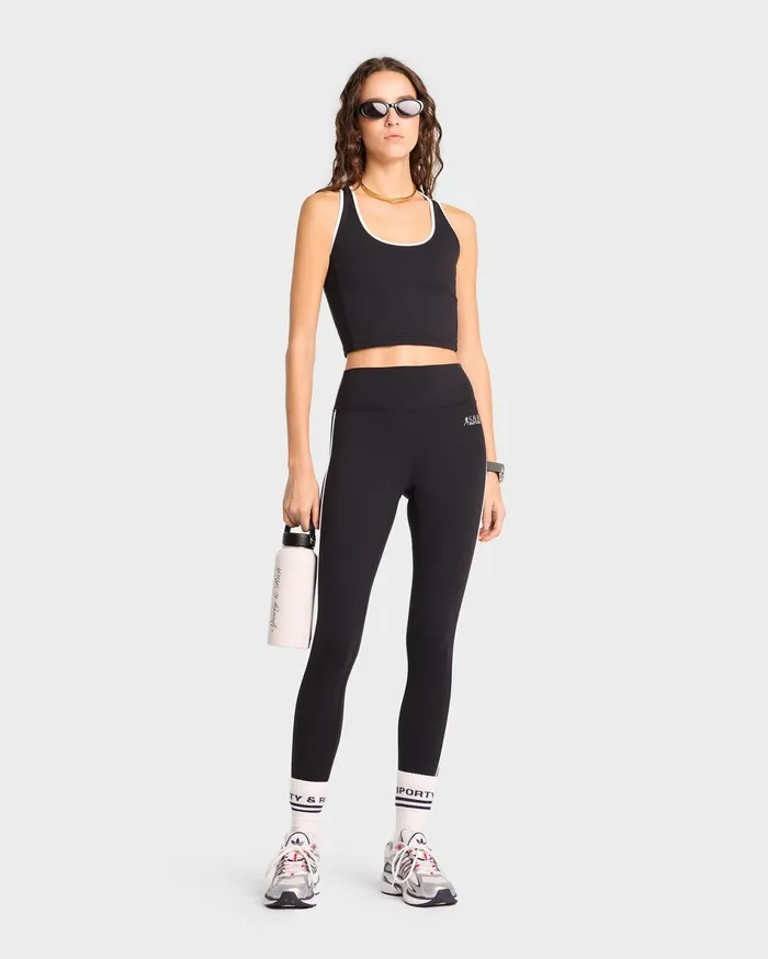 Sporty and Rich Activewear Women SR Runner Legging 8211 BlackWhite