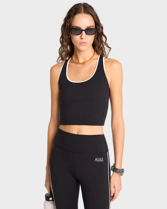 Sporty and Rich Activewear Women SR Runner Legging 8211 BlackWhite