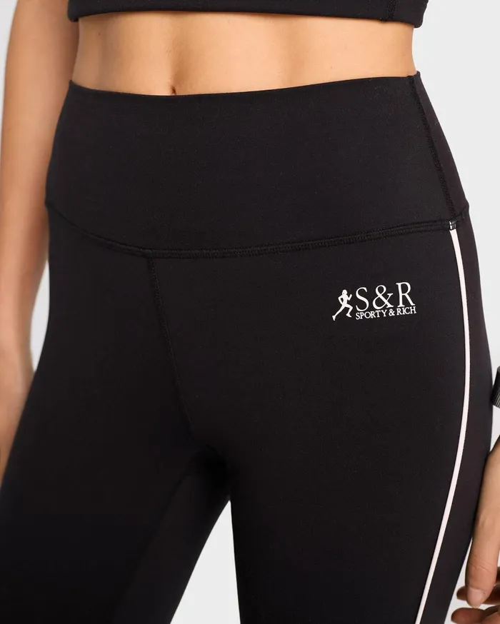 Sporty and Rich Activewear Women SR Runner Legging 8211 BlackWhite