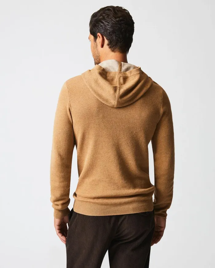 Sweaters and Sweatshirts Men Billy Reid Double Knit Hoodie Sweater Camel