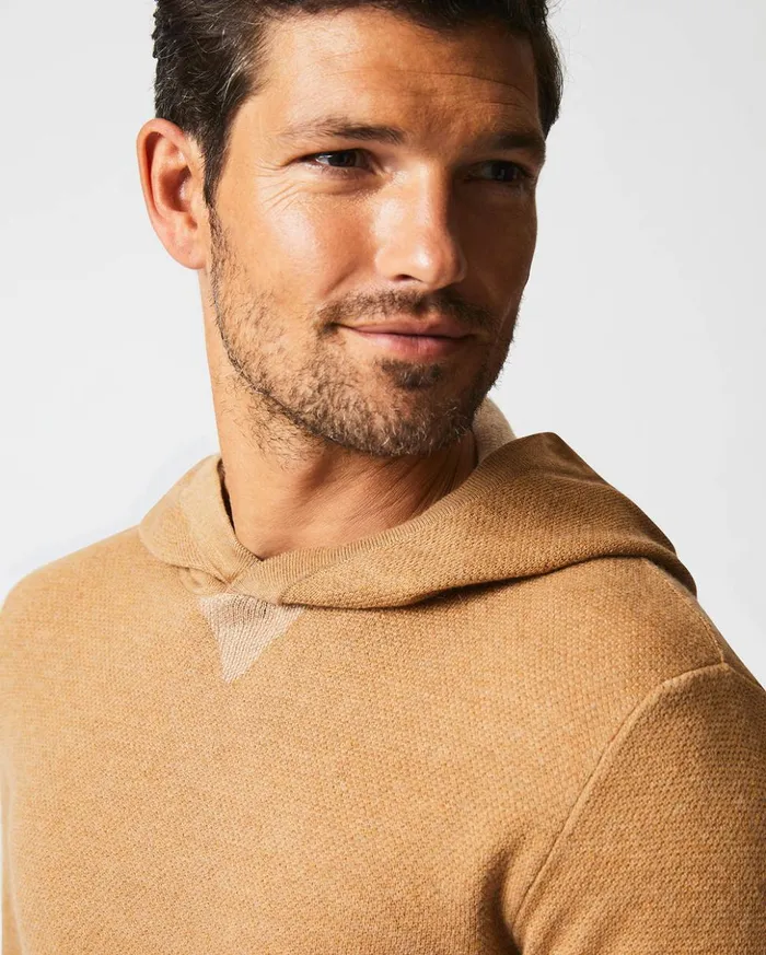 Sweaters and Sweatshirts Men Billy Reid Double Knit Hoodie Sweater Camel