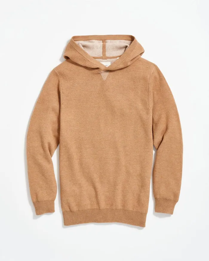 Sweaters and Sweatshirts Men Billy Reid Double Knit Hoodie Sweater Camel