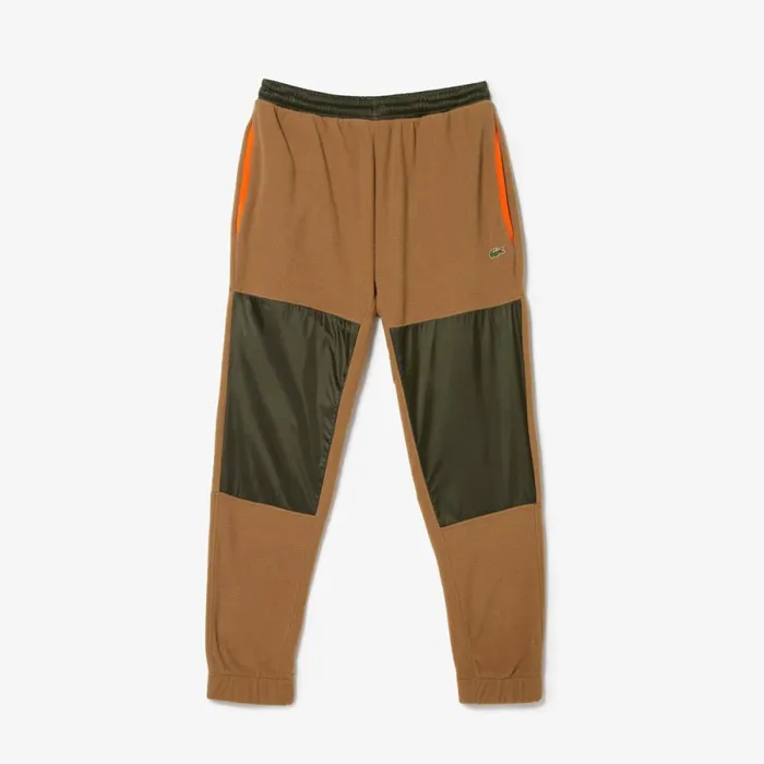 Sweatpants and Trousers Men Lacoste Men039s Colorblock Polar Fleece Sweatpants Brown Khaki Green 89f