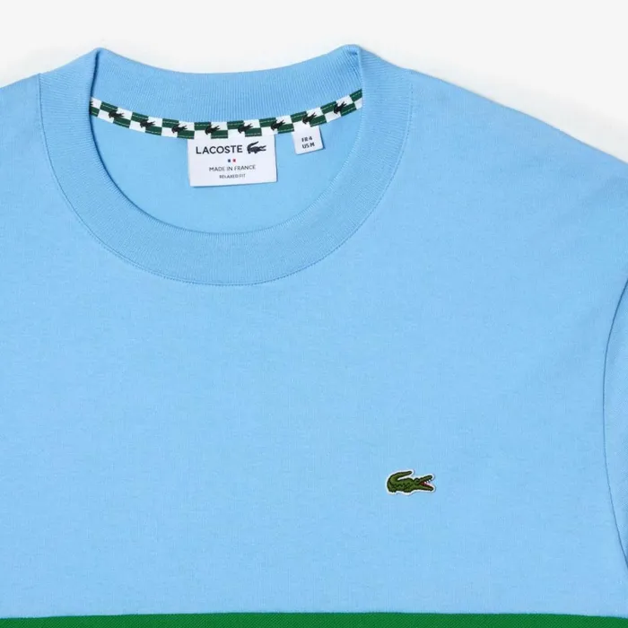 TShirts Men Lacoste Men039s Made In France Contrast Stripe Tee Pastel Blue Hbp