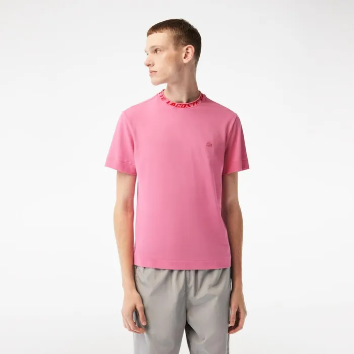TShirts Men Lacoste Men039s Regular Fit Branded Collar TShirt Bubblegum Pink 2r3 TShirts Men Lacoste Men039s Regular Fit Branded Collar TShirt Bubblegum Pink 2r3