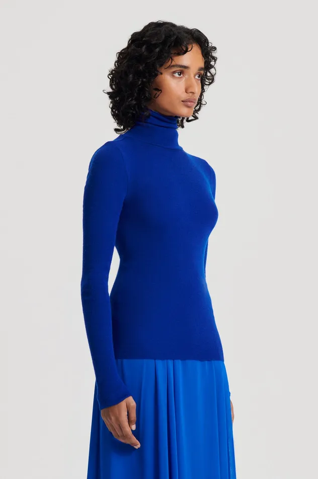 Tops Scanlan Theodore Women BABYWOOL POLO COBALT Tops Scanlan Theodore Women BABYWOOL POLO COBALT