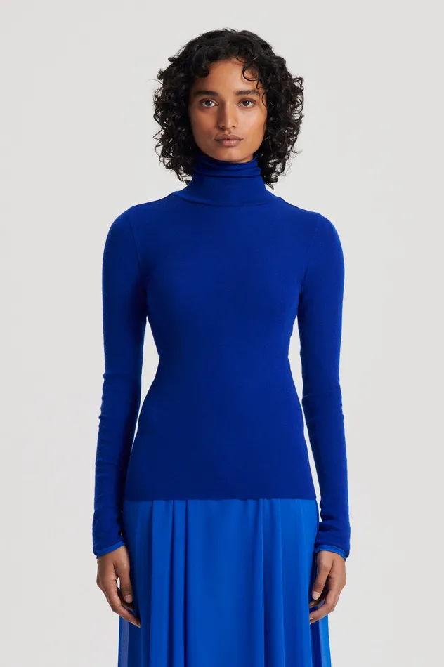 Tops Scanlan Theodore Women BABYWOOL POLO COBALT Tops Scanlan Theodore Women BABYWOOL POLO COBALT