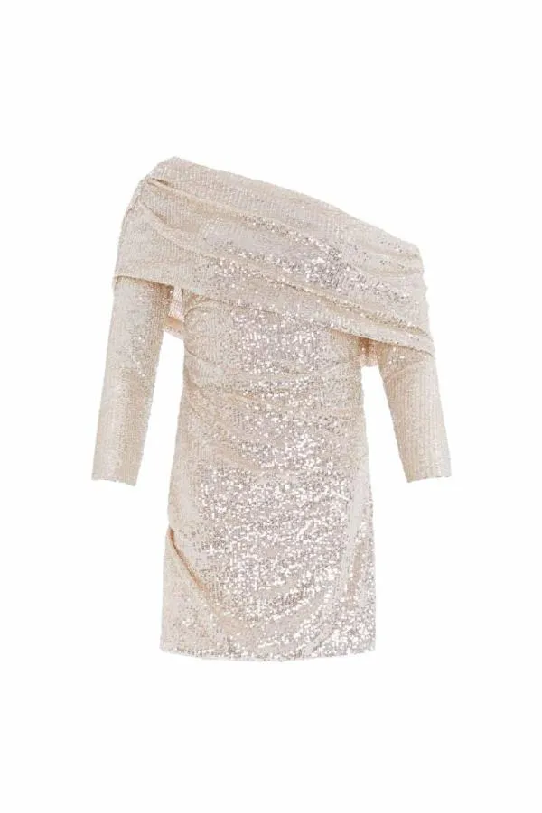 WeddingWomen Needle and Thread Nova OneShoulder Micro Mini Dress Silver WeddingWomen Needle and Thread Nova OneShoulder Micro Mini Dress Silver