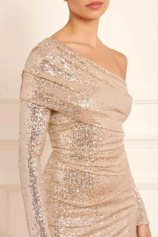 WeddingWomen Needle and Thread Nova OneShoulder Micro Mini Dress Silver WeddingWomen Needle and Thread Nova OneShoulder Micro Mini Dress Silver